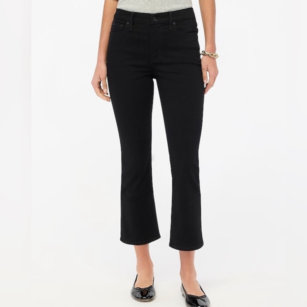 J Crew Factory Flare Crop Black Jeans In All Day Stretch Mid Rise 28